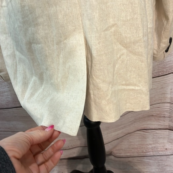 7 For All Mankind Blazer Linen Blend Closet Staple One Button Closure Size Large - Picture 7 of 11